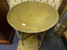 Large Egyptian Brass Try on Folding Table Stand