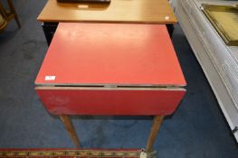 Red Formica Topped Kitchen Drop Leaf Table