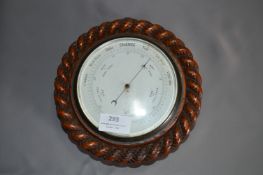 Wall Mounted Oak Rope Twist Barometer