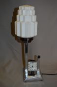 Art Deco Chrome Clock Table Lamp