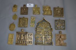 Tray Lot of Russian Brass Icons