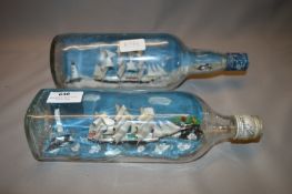 Two Model Ships in Bottles