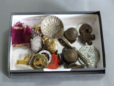 Small Box Containing Military Buttons, Enamel Badges, etc.