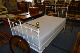 Victorian Metal and Brass Single Bed with Mattress