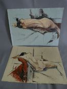 Two Nude Studies on Paper with Franklin White Studio Stamp