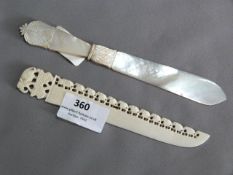 Ivory and Mother of Pearl Letter Opening Knives