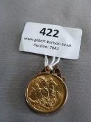Pendent Mounted Sovereign 1926 Approx. 9.3g