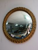 Gilt Framed Convex Wall Mirror