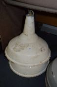 Pair of White Enameled Industrial Light Fittings