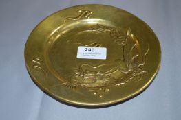 Chinese Circular Brass Plaque with Dragon Decoration