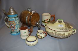 Royal Doulton Tureen, Barrel Decanter, Torquay Ware and a Stein Mug