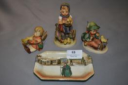 Three Goebel Figures and a Royal Doulton Pin Tray