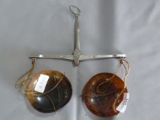Set of Weighing Scales with Tortoise Shell Pans