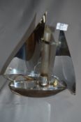 Art Deco Chrome Table Lamp in the Form of a Sailing Boat