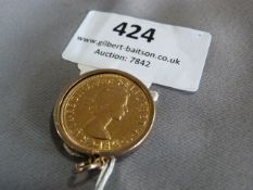 Pendent Mounted Sovereign 1959 Approx. 9.3g