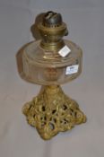 Oil Lamp with Cast Metal Base