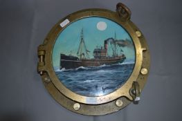 Brass Porthole with Central Adrian Thompson Watercolour 