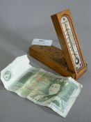 Boxwood Cased Temperature Gauge and British £1 Note Jo Page