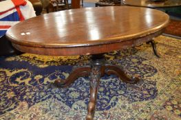 Victorian Oval Topped Loo Table on Carved Pedestal Base