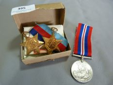 WWII Medal Group; B3246 Skipper RNR J.W. Hornby, Defence Medal, 3945 Star and an Atlantic Star
