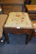 19th Century Mahogany Stool with Woolwork Tapestry Seat