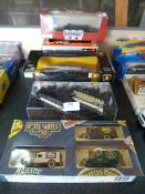 Five Boxed Model Vehicles; Trucks, Buses and Cars