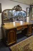 Large Victorian Carved Oak Breakfront Chiffonier