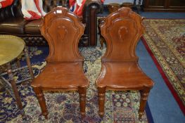 Pair of Mahogany Shield Back Hall Chairs