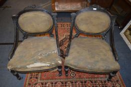 Pair of Victorian Ebonised and Carved Wood Salon Chairs
