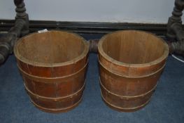 Pair of Oak Metal Bound Buckets