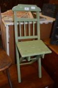 Green Painted Folding Child's Chair