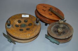 Three Wooden Scarborough Fishing Reels
