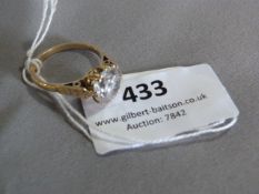 9cT Gold Dress Ring Set with Large Clear Stone