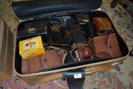 Suitcase and Contents of Vintage Cameras