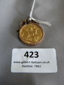 Pendent Mounted Sovereign 1912 Approx. 9.3g