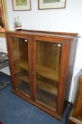 Oak Bookcase with Glazed Doors and Three Shelves