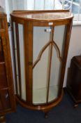 Walnut Bow Fronted Display Cabinet