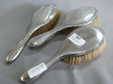 Three Hallmarked Silver Back Hair Brushes