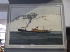 Oil on Board Hull Trawler 
