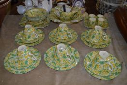 Yellow Floral Patterned Twenty Three Piece Tea Set