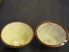 Two Cream and Brown Glazed Panchions