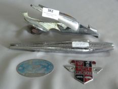 Car Mascot in The Form of an Eagle, Two Enamel Badges, etc.