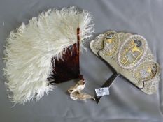 Tortoise Shell and Feather Fan and a Horn Handled Fan