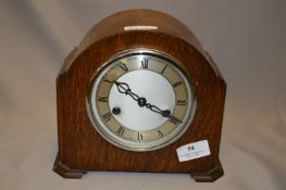 Oak Cased Mantel Clock
