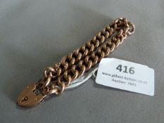 9cT Rose Gold Chain Bracelet with Padlock Approx. 14.5g