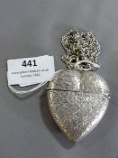 Hallmarked Silver Heart Shaped Vesta on a Chain 