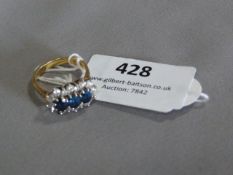 18cT Dress Ring Set with Blue and White Stones