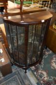Walnut Bow Fronted Display Cabinet