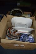 Box Containing Assorted Dinnerware, Part Tea Sets, Diecast Vehicles, etc.