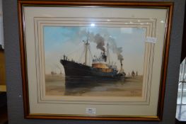Adrian Thompson Watercolour Hull Trawler 